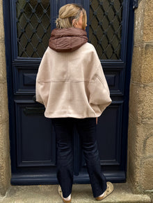 Manteau écru a capuche amovible Elena