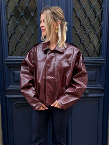 Veste en similicuir bordeaux Violette