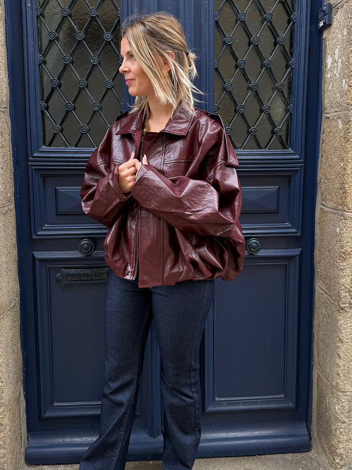 Veste en similicuir bordeaux Violette