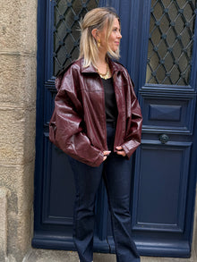 Veste en similicuir bordeaux Violette