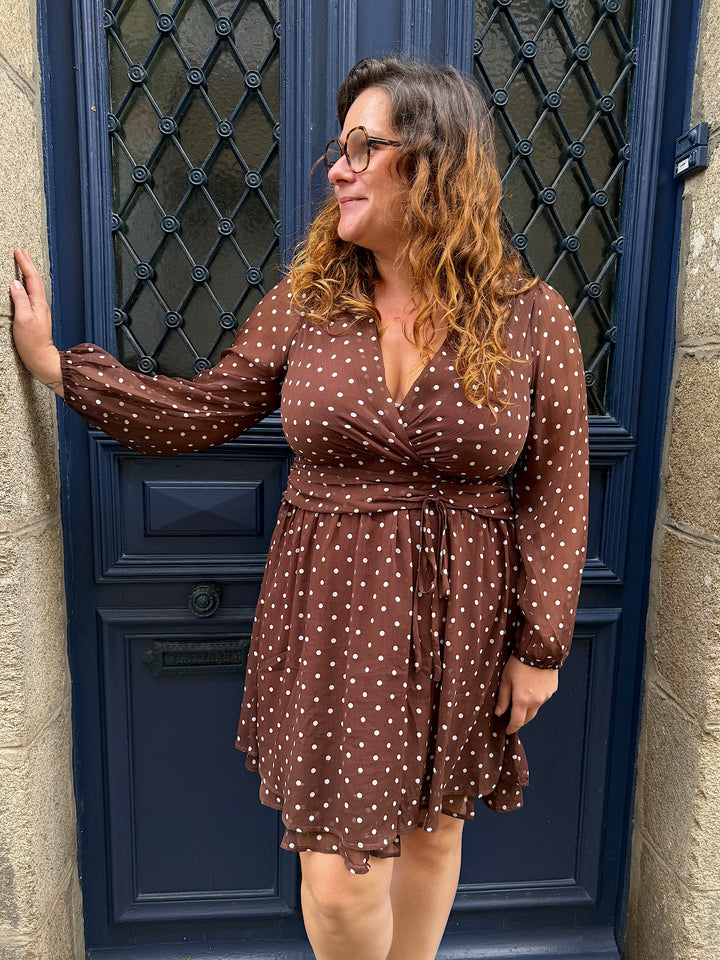 Robe marron à pois Chloé