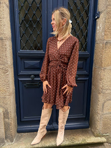 Robe marron à pois Chloé