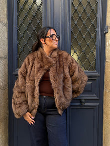 Veste fourrure reversible chocolat Escobar