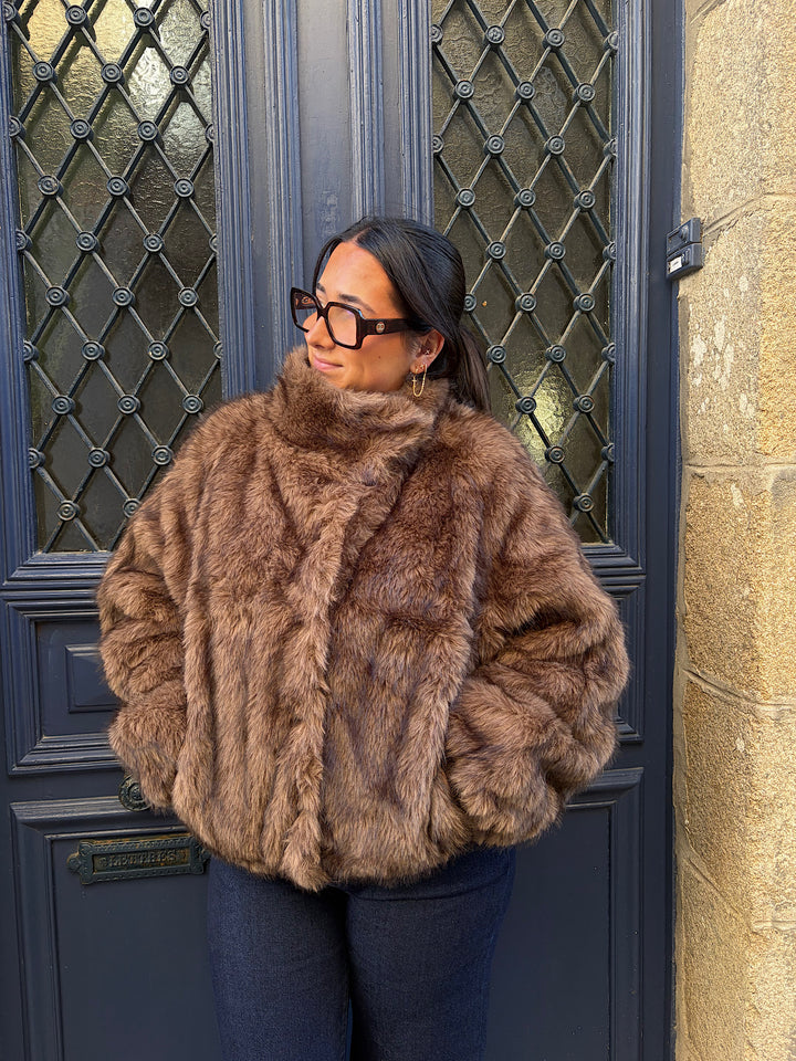 Veste fourrure reversible chocolat Escobar