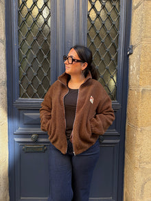 Veste polaire bouclée chocolat Ted