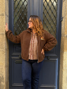 Veste polaire bouclée chocolat Ted