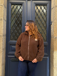 Veste polaire bouclée chocolat Ted
