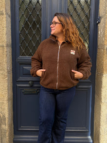 Veste polaire bouclée chocolat Ted