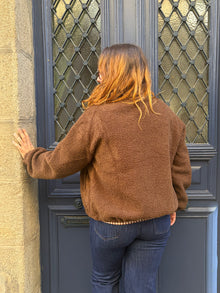 Veste polaire bouclée chocolat Ted