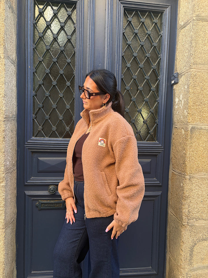 Veste polaire bouclée beige Ted