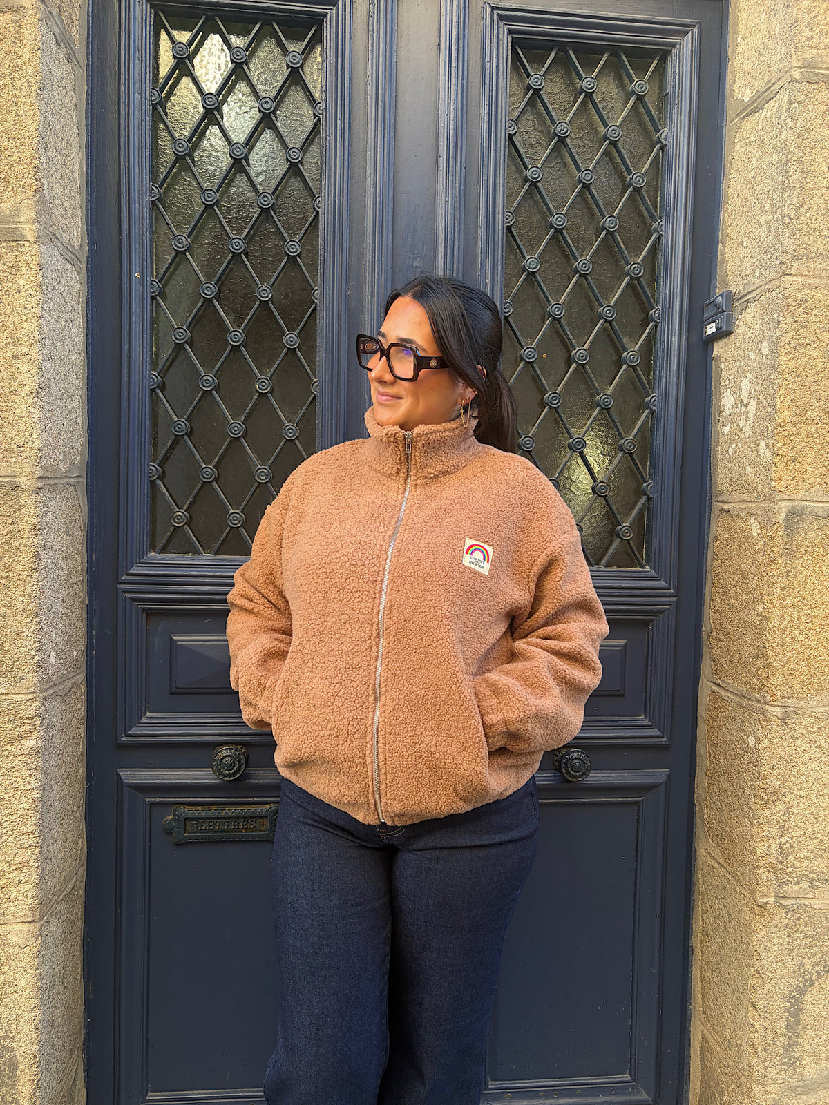 Veste polaire bouclée beige Ted