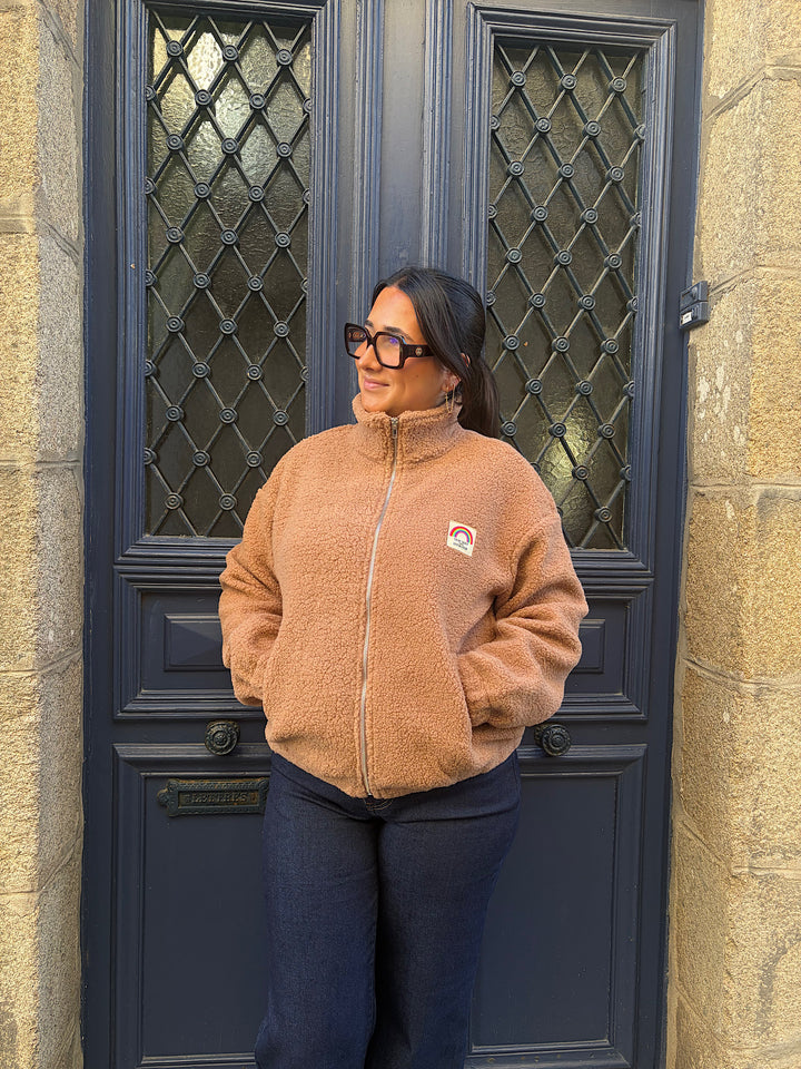 Veste polaire bouclée beige Ted