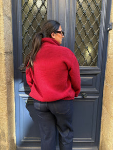 Veste polaire bouclée rouge Ted