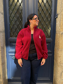 Veste polaire bouclée rouge Ted