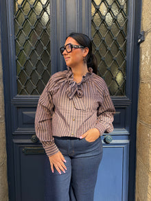 Chemise rayée noeud lavallière Margot