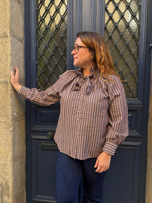 Chemise rayée noeud lavallière Margot