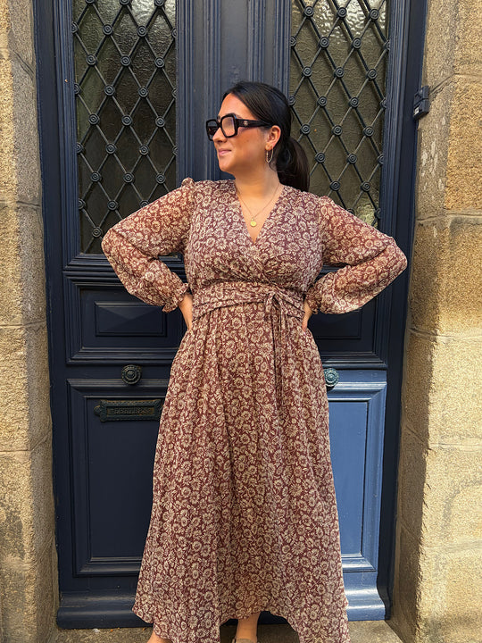 Robe longue marron Capucine