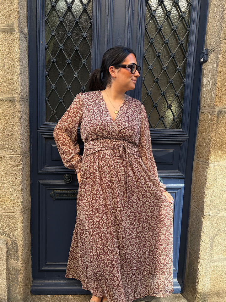Robe longue marron Capucine