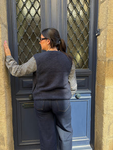 Gilet bouclettes sans manches marine Noura
