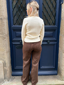 Jean wide marron imprimé leopard Solea