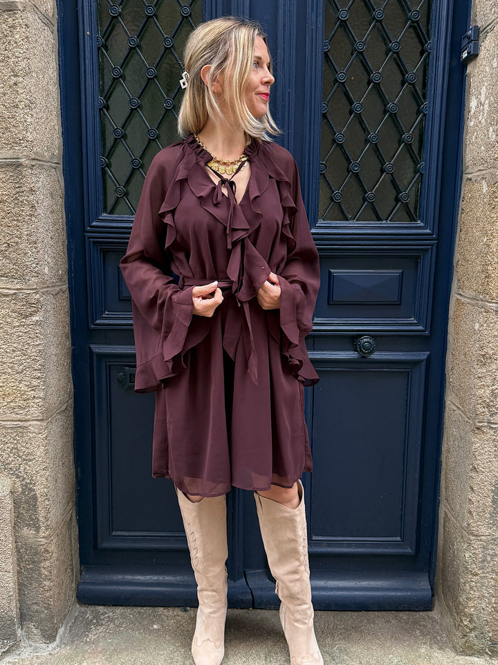 Robe courte Arielle Marron