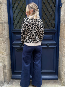 Gilet en maille col lavalliere leopard Anissa
