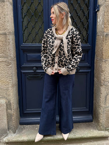 Gilet en maille col lavalliere leopard Anissa