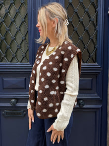 Veste sans manches chocolat à pois Pat