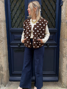 Veste sans manches chocolat à pois Pat