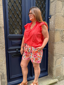 Blouse corail brodée corail curvy Ashley