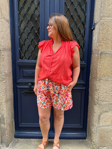 Blouse corail brodée corail curvy Ashley