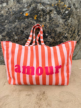 Charger l'image dans la galerie, Sac cabas à rayures Amour orange et rose
