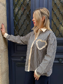Chemise rayée à poche cœur Kelyn