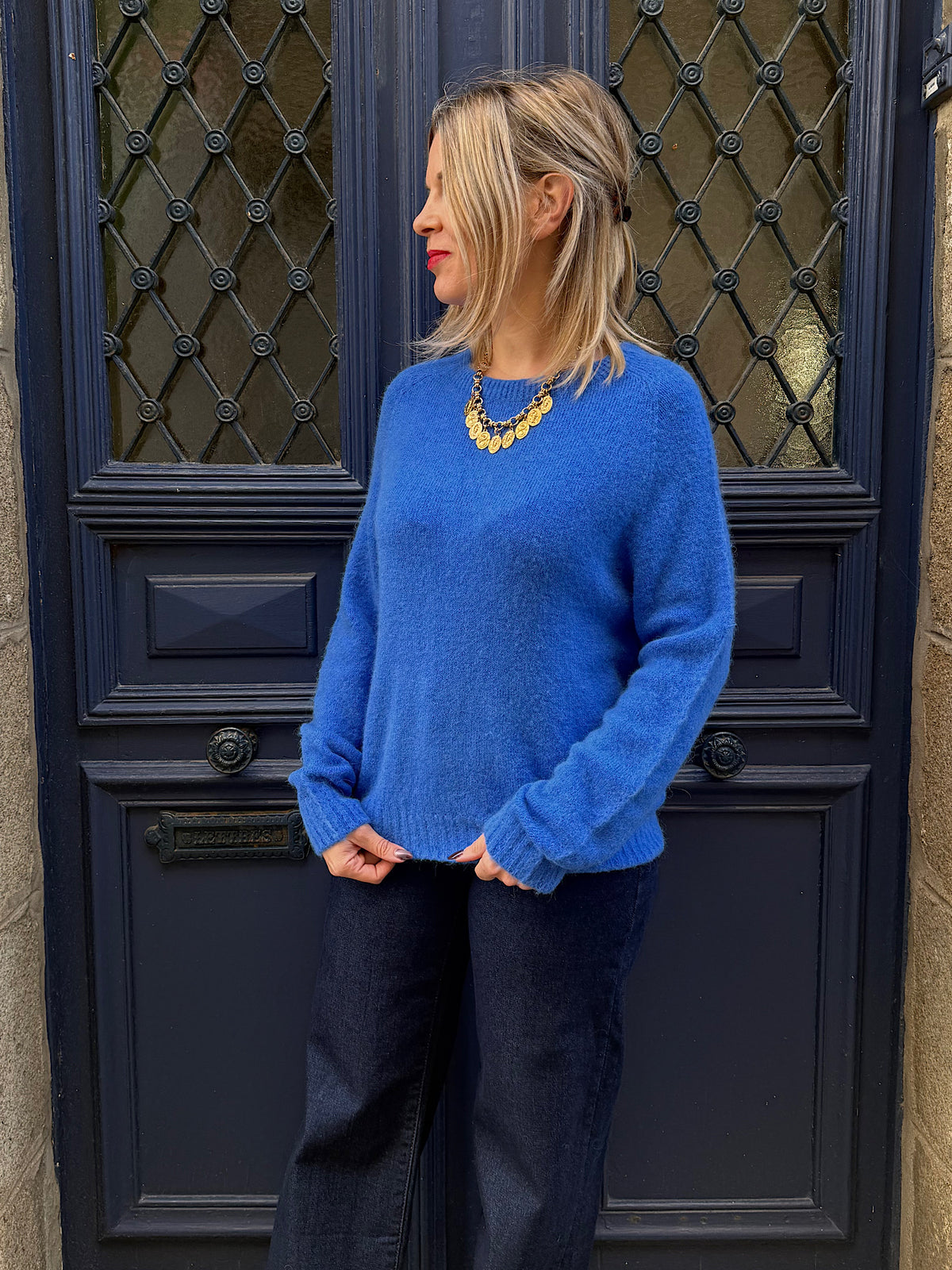 Pull en maille bleu Adèle