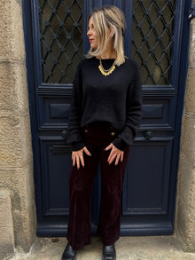 pantalon velours aubergine victorine