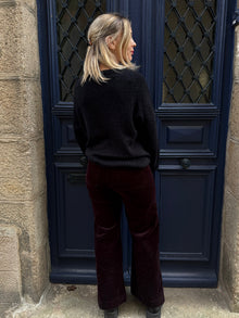 pantalon velours aubergine victorine