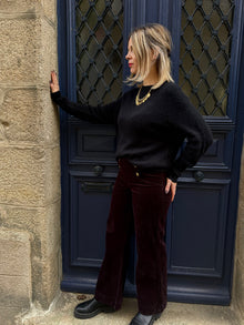 pantalon velours aubergine victorine