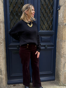 pantalon velours aubergine victorine
