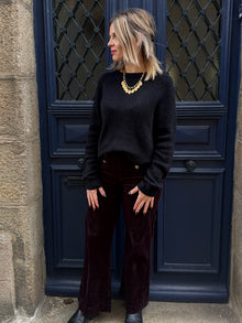 pantalon velours aubergine victorine