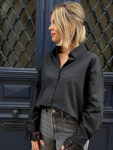 Chemise noire détail dentelle Lenny