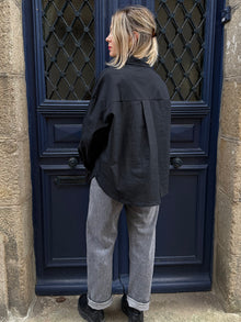 Chemise noire détail dentelle Lenny