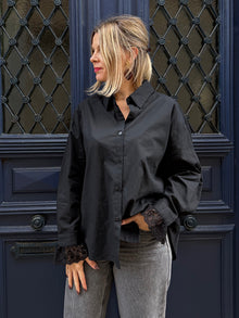Chemise noire détail dentelle Lenny
