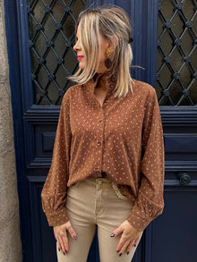 Blouse côtelée marron Billie