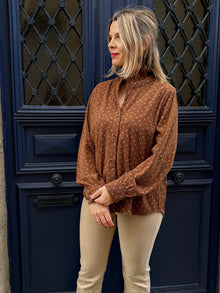 Blouse côtelée marron Billie