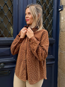 Blouse côtelée marron Billie