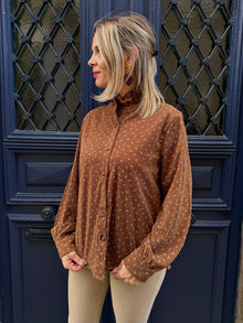 Blouse côtelée marron Billie