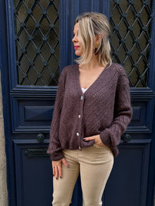 Gilet ajouré marron Ninon