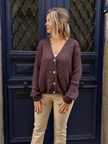 Gilet ajouré marron Ninon