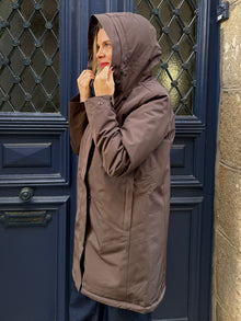 Parka fourrée longue chocolat