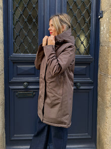 Parka fourrée longue chocolat